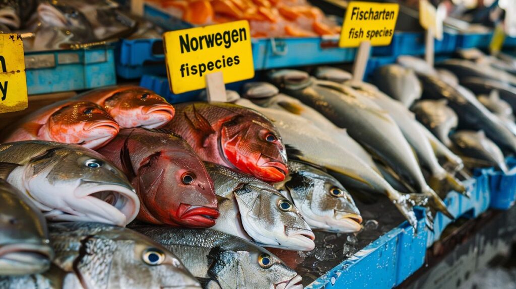 Verschiedene Fischarten Norwegen in einer informativen Grafik dargestellt