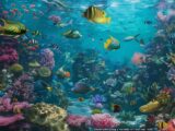 Verschiedene Fischarten in einem bunten Korallenriff beim Tauchen entdecken
