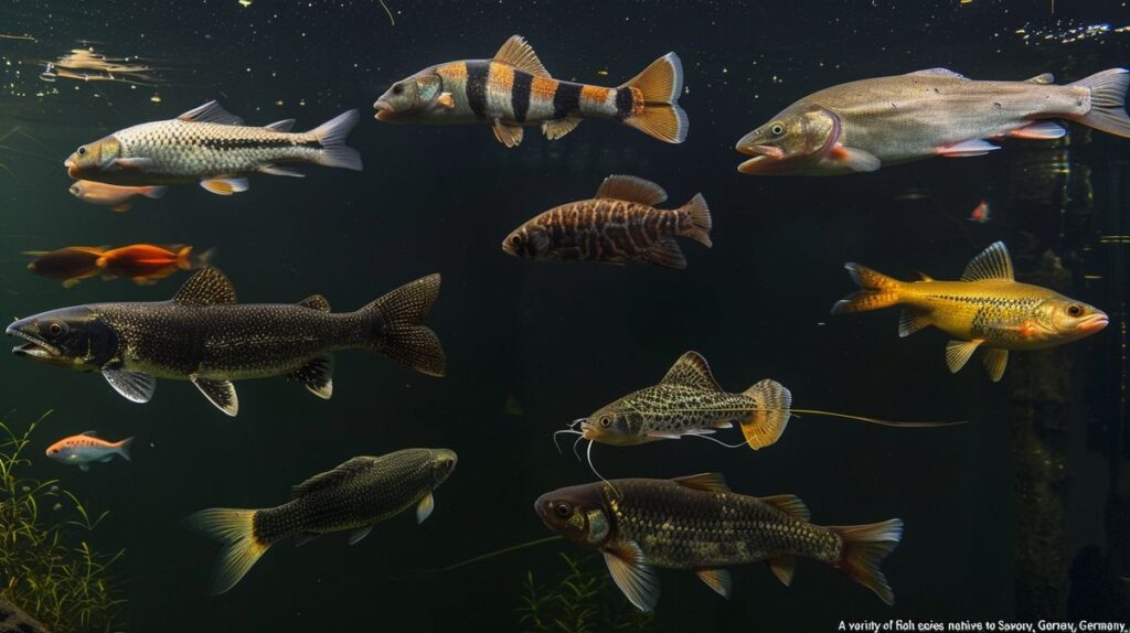 Verschiedene Fischarten Sachsen in natürlichem Gewässer, ideal für Angler und Naturbegeisterte
