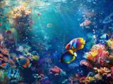 Farbenfrohe Darstellung seltener Fischarten in ihrem natürlichen Lebensraum unter Wasser