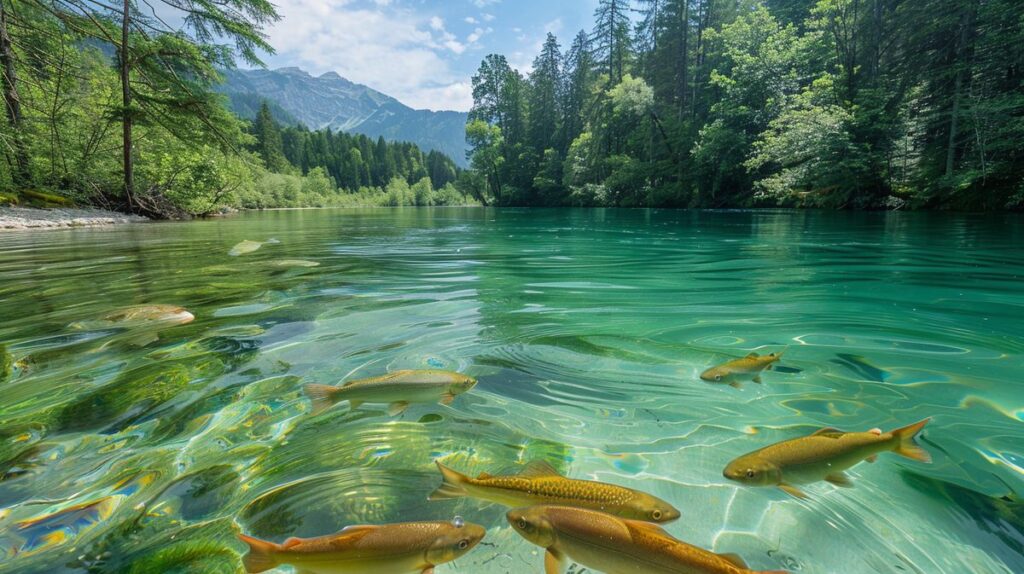 Verschiedene Fischarten Bayern in klarem Wasser, ideal für Angler und Naturfreunde