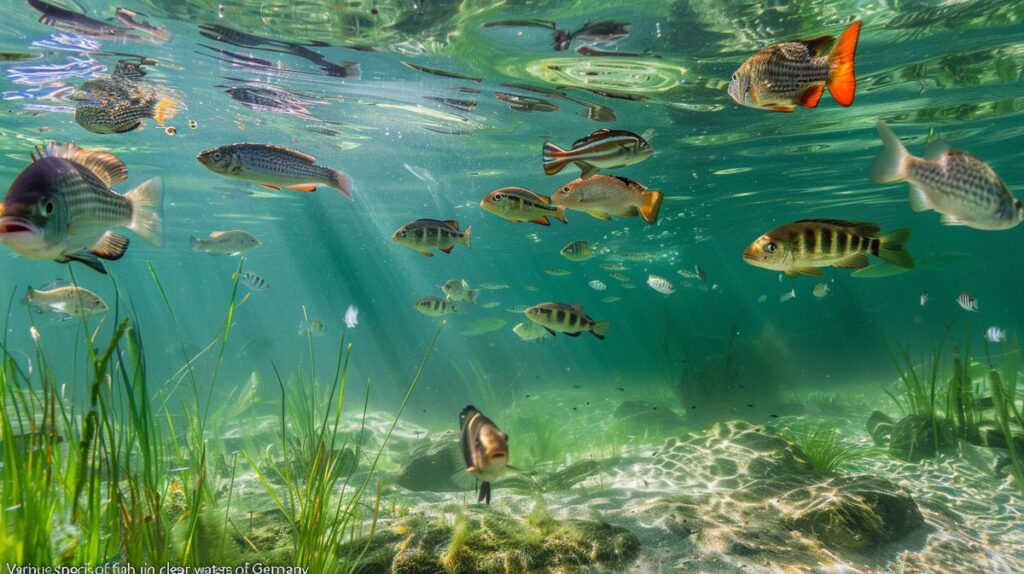 Verschiedene Chiemsee Fischarten in klarem Wasser, ideal für Angler und Naturbegeisterte