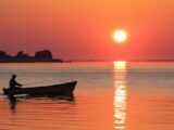 Angler bei Sonnenuntergang auf Föhr, perfekter Ort für Angeln auf Föhr